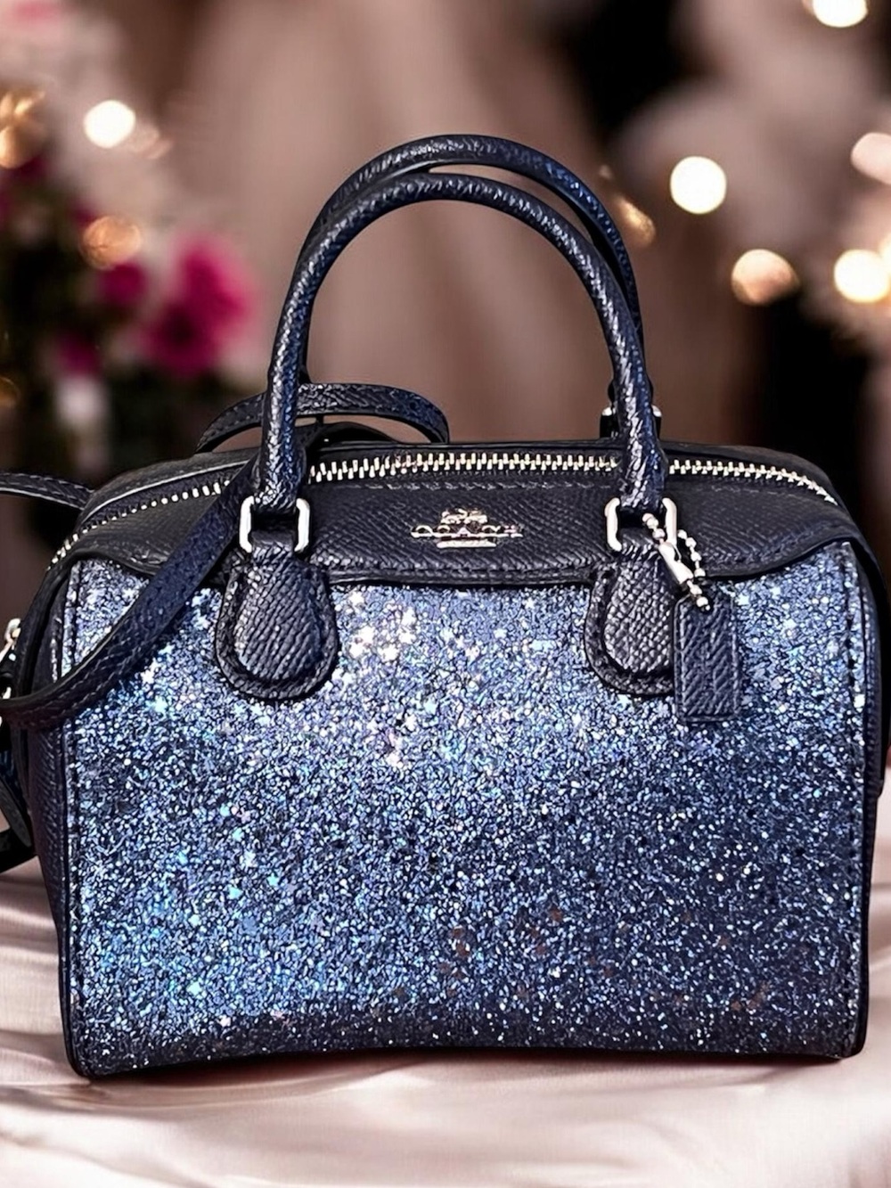 Coach Vintage Midnight Blue Star Glitter Bennett Micro Crossbody Handbag NWT